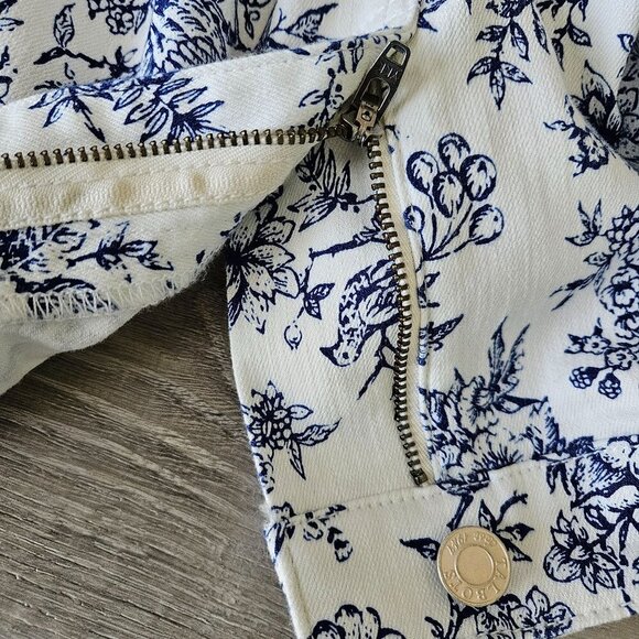 Talbots Skirt Womens Size 4P Bird Toile Print Denim A-Line Stretch Floral Skirt - Picture 14 of 16